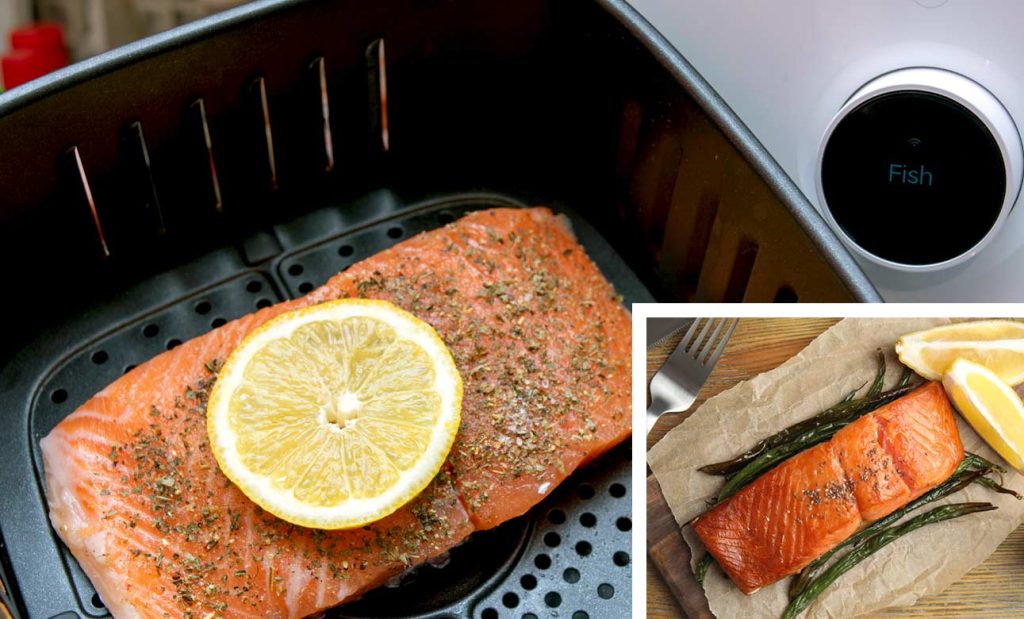 Fresh fish cooking in air fryer